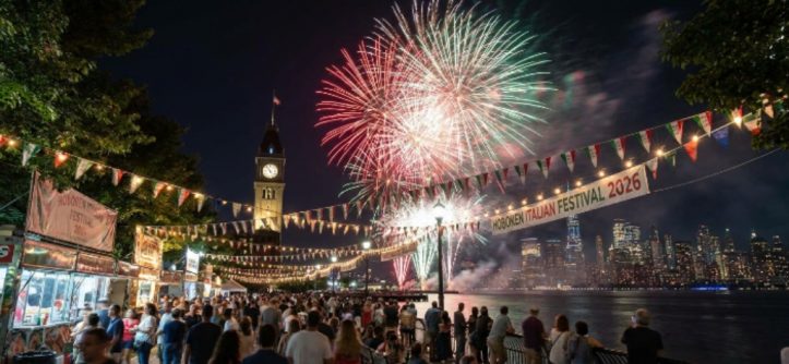 Hoboken Italian Festival 2026 fireworks over Sinatra Park waterfront