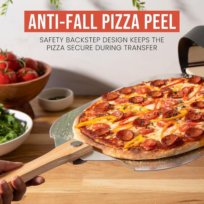 Chef Pomodoro aluminum pizza paddle with folding handle for easy storage and transport