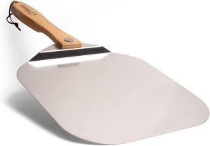 Chef Pomodoro foldable pizza peel designed for Ooni and Big Green Egg pizza ovens