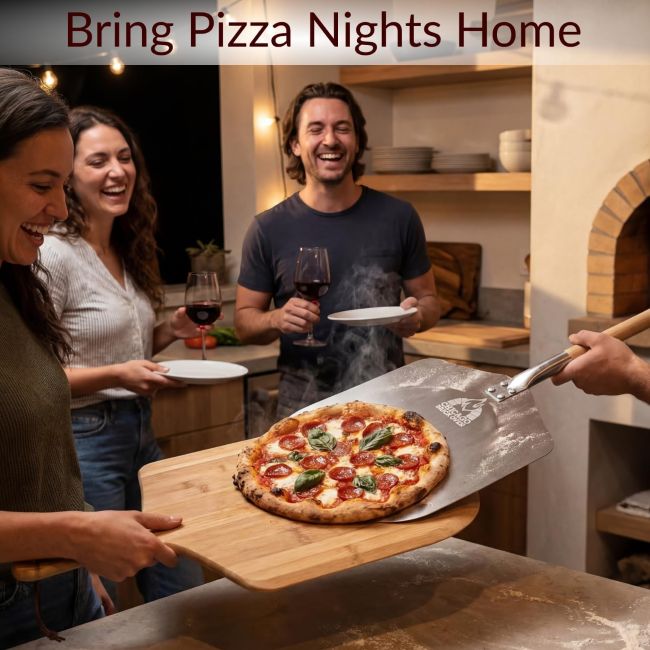 Chicago Brick Oven aluminum pizza paddle designed for transferring pizzas from outdoor ovens