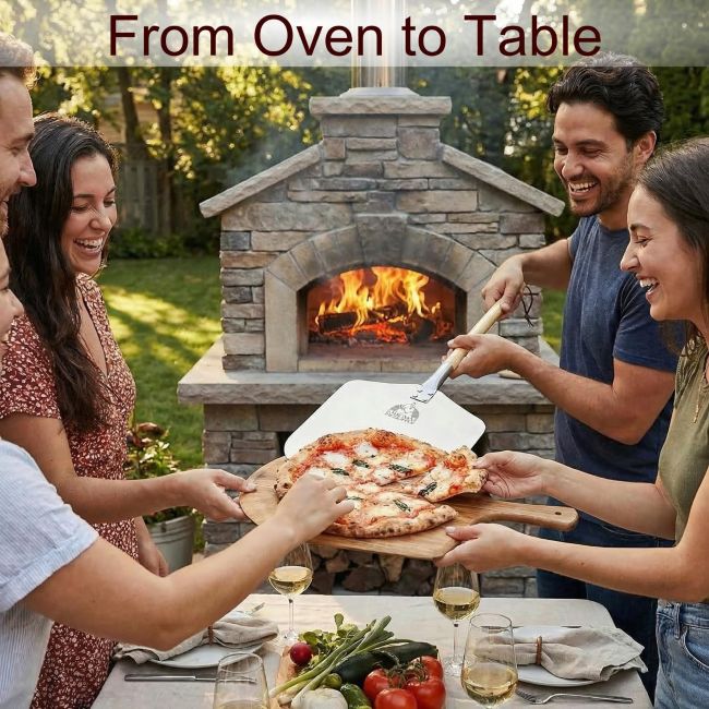 Chicago Brick Oven pizza peel with removable handle for easy storage, transport, and homemade pizza baking