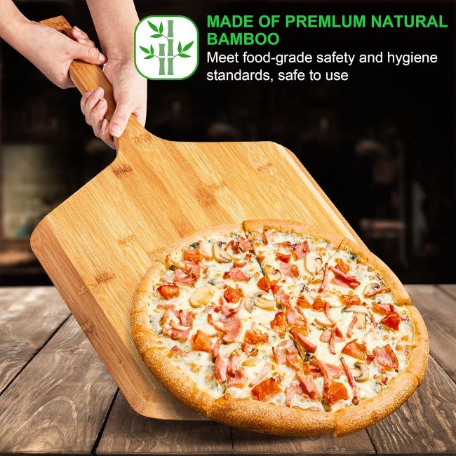 Affordable LX LERMX wooden pizza peel with smooth bamboo surface for bread and baking