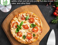 LX LERMX bamboo pizza peel and cutting board for transferring and slicing homemade pizza