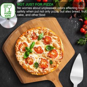 LX LERMX bamboo pizza peel and cutting board for transferring and slicing homemade pizza