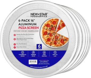 New Star Foodservice aluminum pizza screen with seamless design for even baking