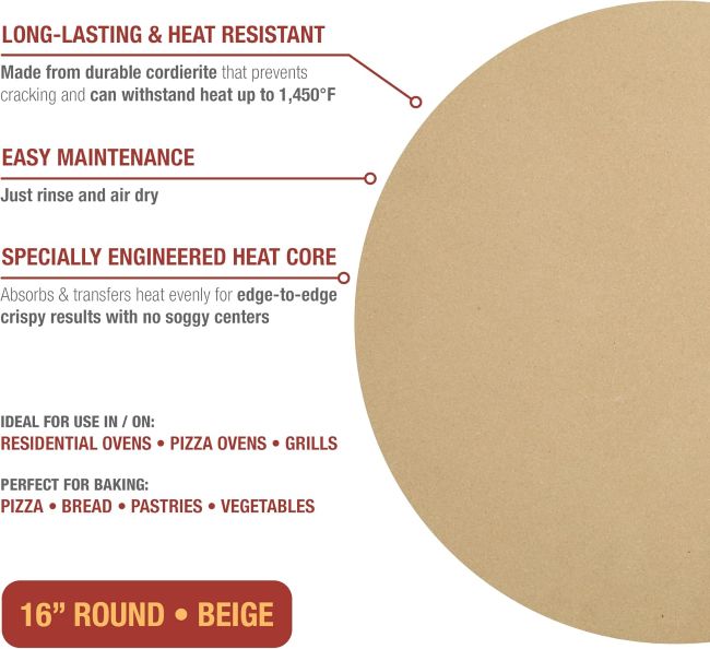 Affordable Old Stone round ceramic pizza stone with a durable non-cracking design