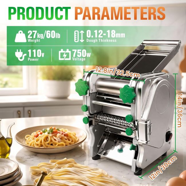 HESMAX Electric Pasta Maker with stainless steel design